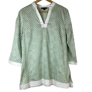 Brooks Brothers Green and White Tunic Top